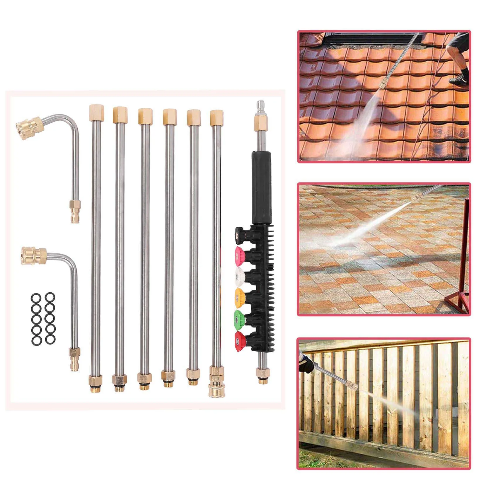 Y39A-Pressure Washer Extension Wands - 120 Inch Power Washer Gutter Cleaning Tools, Telescoping Replacement Lance, Window Cleane