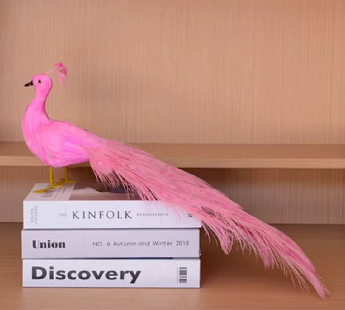 

pink creative peacock model foam&feather simulation peacock doll gift about 50cm t2529