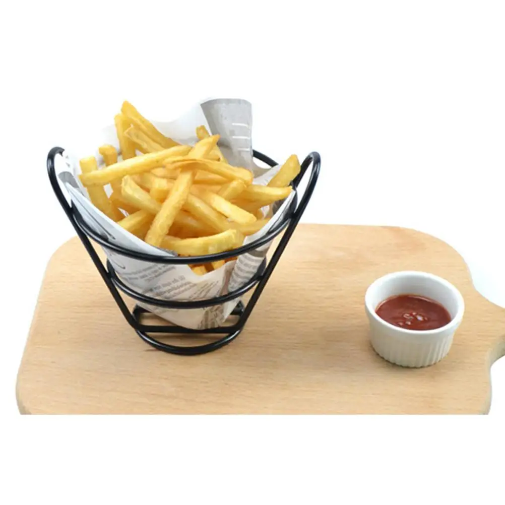 

French Fry Holder Snack Stand Wire Basket Rack Restaurant Supplies Home Parties Outdoor Events Fries Cone Kitchen Bar Tools