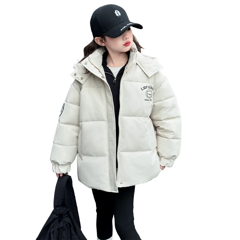 Abrigo cálido de invierno para niñas, Jaet de algodón, ropa para niños, moda de invierno, con capucha, cremallera larga, Sve