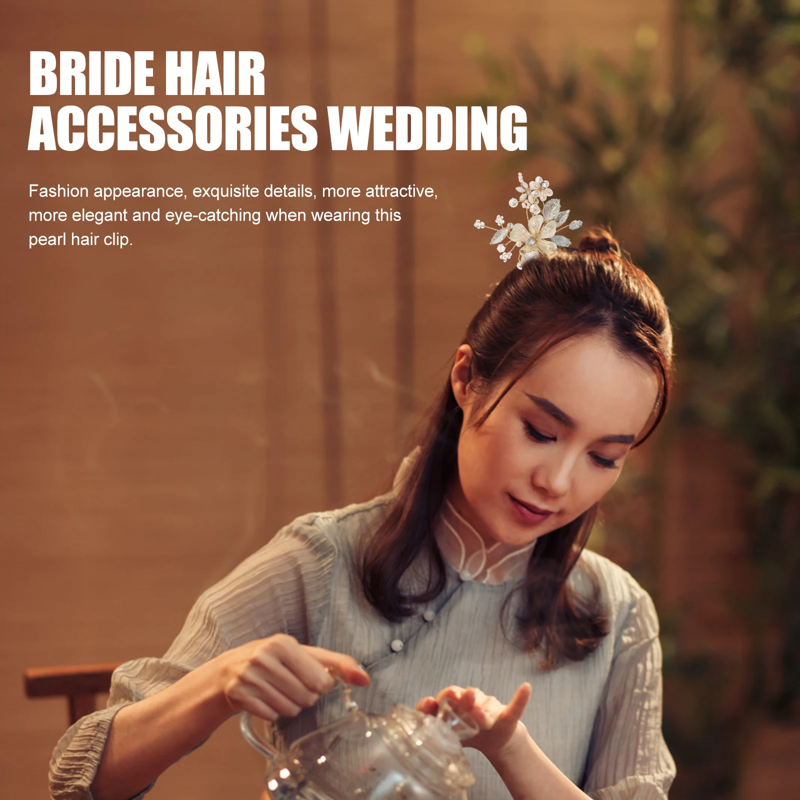 

Pearl Hairpin Wedding Clip Bridal Headband Accessories Elegant Zinc Alloy Rhinestone Comfortable U Shape One Size Fits All