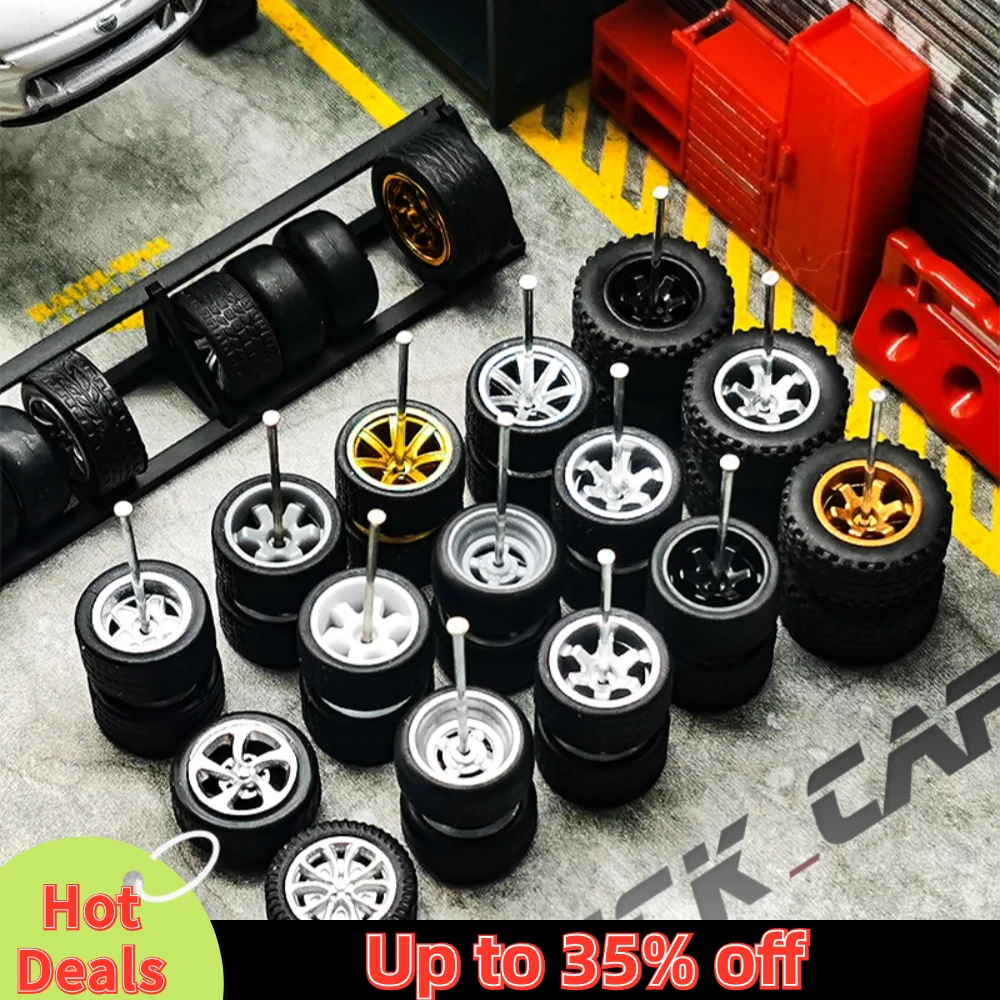 1/64 Wheels with Rubber Tires Advan GT Refitting Parts for Diecast Model Car Hot Wheels Mainline Matchbox Tomica D:11mm 1 Set