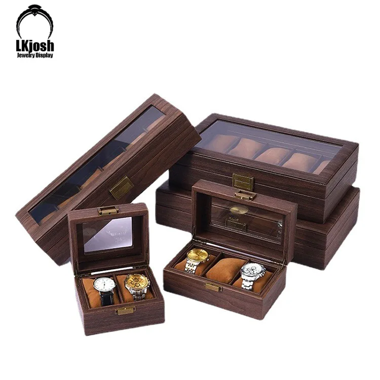 Wood Grain Pu Leather Watch Case Can Protect Travel Watch Case and Store Vintage Wood Buckle Watch Stand Jewelry Storage Device