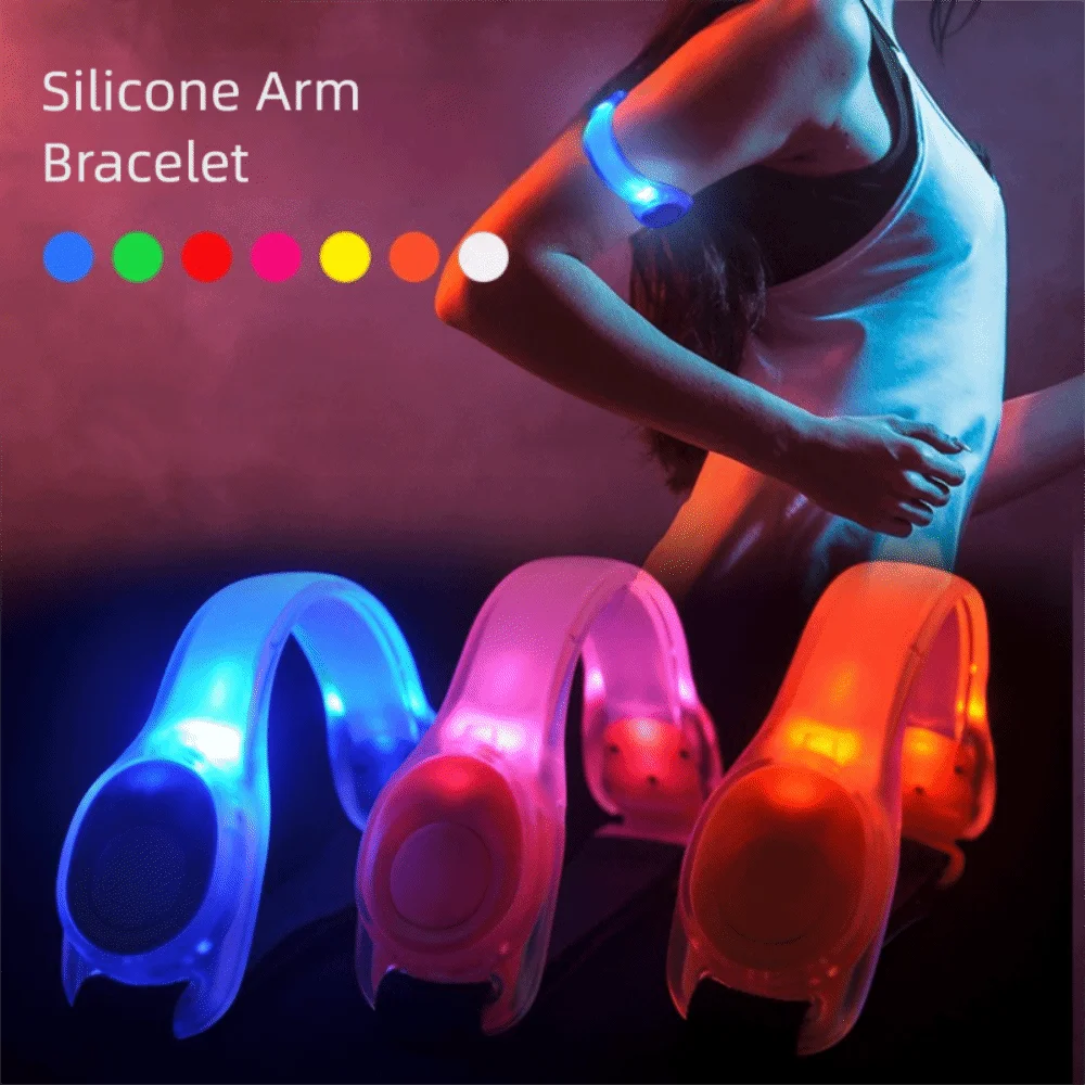 

Fashion Plastic PVC LED Light Up Armband Adjustable Wearable Night Warning Wristband Luminous Bracelet Outdoor Sports Night