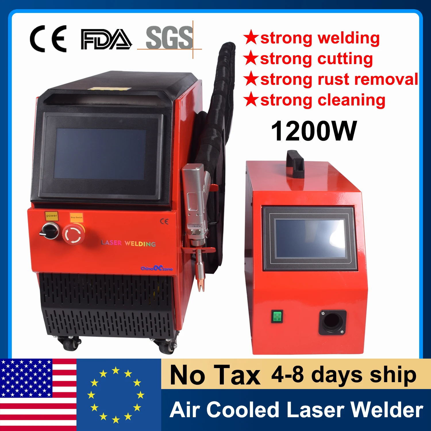 1200W Air Cooling Laser Welder 4 in 1 Strong Cutting Welding Cleaning Rust Removal for Metal Fiber Laser Welding Machine Solder