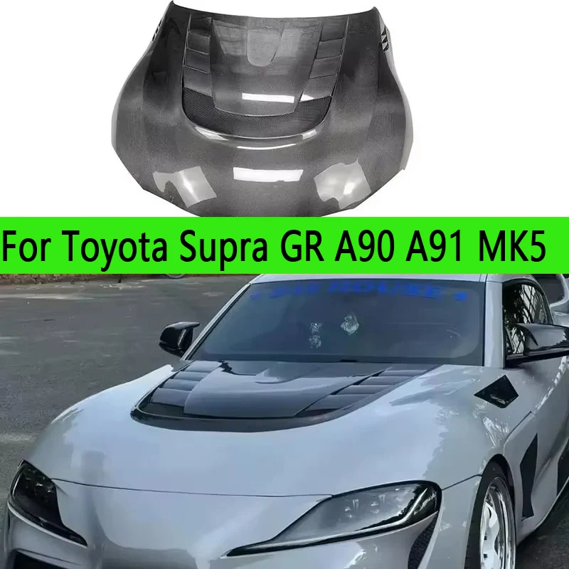 

For Toyota Supra A90 A91 MK5 Carbon Fiber Hood Engine Cover Hood Car Headliner Hood Cover VRS Style Auto parts body kit