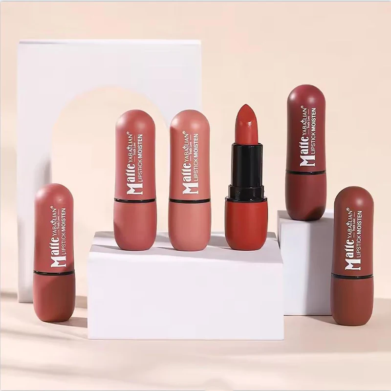 6 stks/partij 6 Kleuren Sexy Matte Lippenstift Waterdicht Langdurige Kleur non-stick Fluwelen Lippen Contour Potlood Vrouw Make-Up cosmetica
