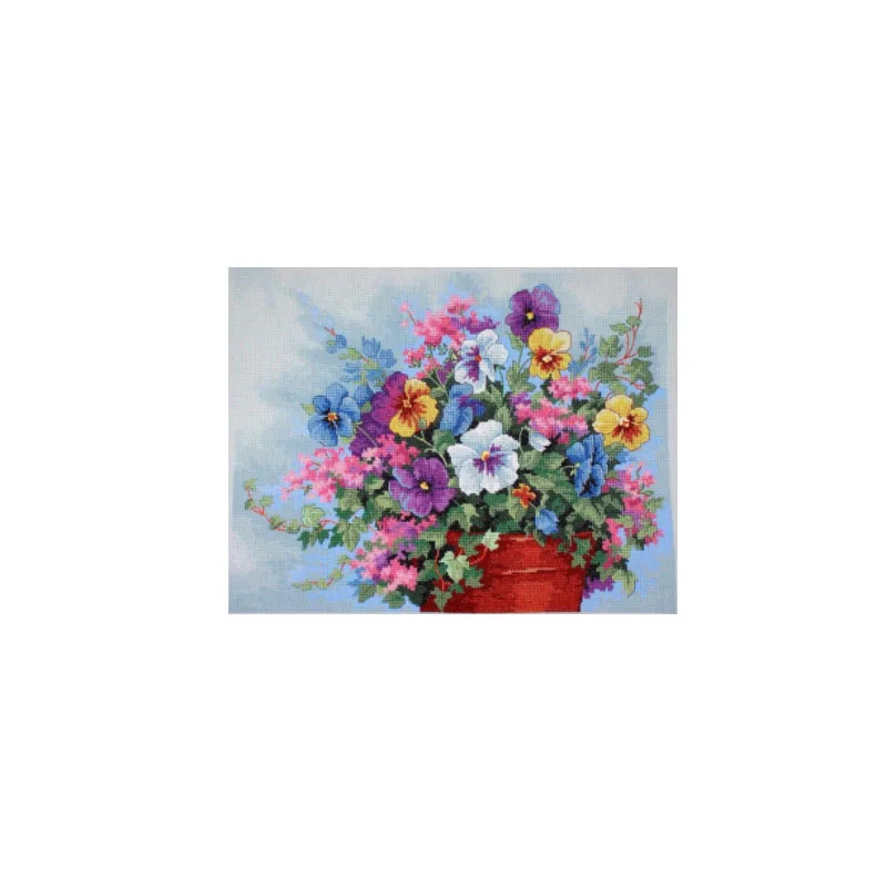 

MM Free Delivery Top Quality Lovely Counted Cross Stitch Kit Pansy Profusion Colorful Flowers Flower dim