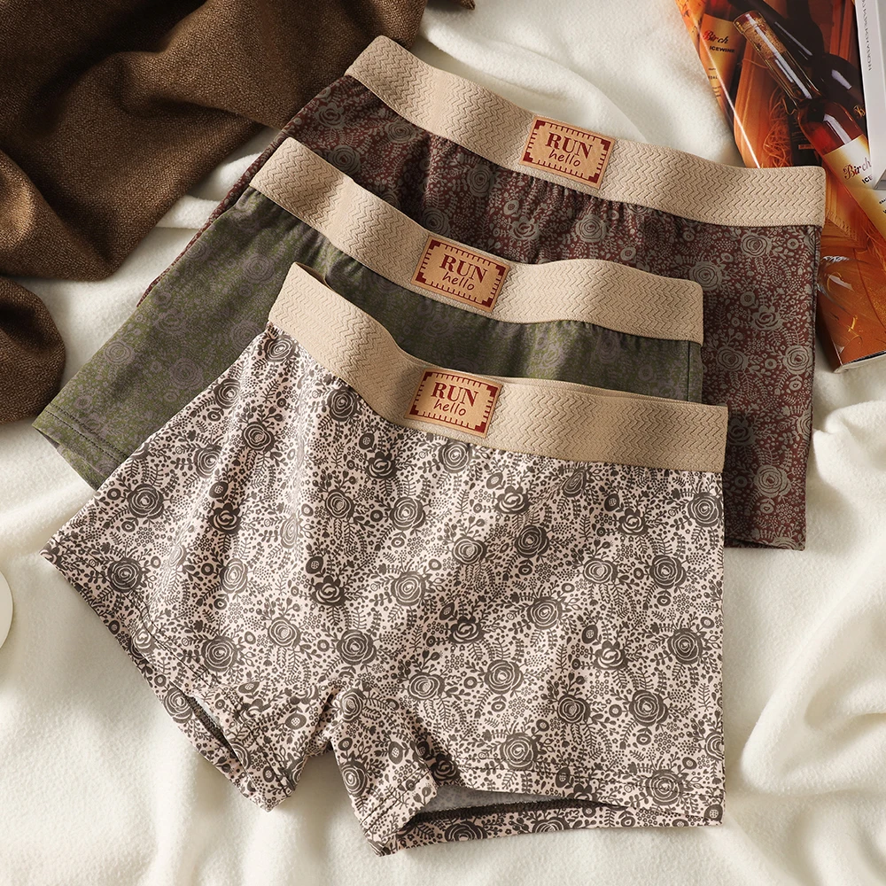 

3PCS/Pack 100% Cotton Vintage Rose Print Women's Lingerie Hygroscopic Breathable Panties Comfort Soft Crotch Safety Underwear