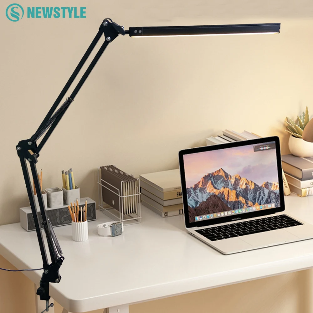 

Single-Head LED Folding Metal Desk Lamp 3 Colors Adjustable 10 Brightness Levels Flexible Rotating Lamp Head for Home Reading PC