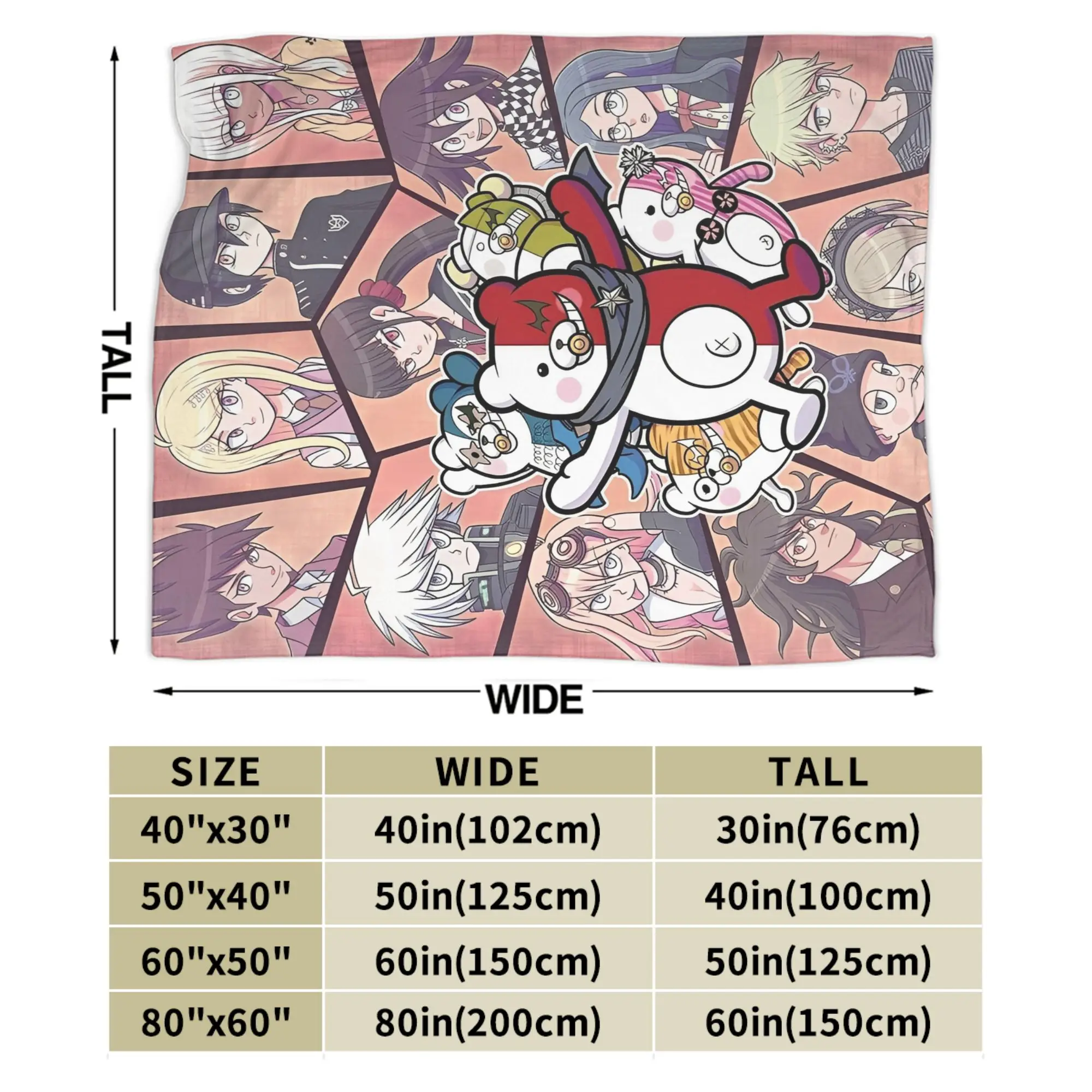 Danganronpa انمي ياباني رمي بطانية للأريكة لينة مريحة بطانية قطيفة 50x60 بوصة متعددة الحجم المفارش لجميع المواسم