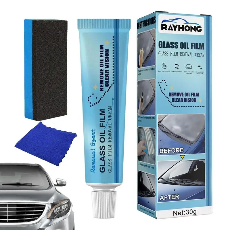 

Auto Car Glass Oil Film Removing Paste Glass Stripper Water Spot Remover Kit Automotive Glass Dirt Cleaning Cream Window