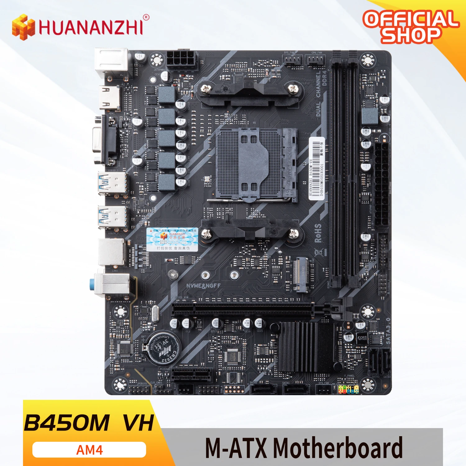 لوحة huanananzhi ، AMD b50m VH ، USB Gaming mother ، M.2 Nvme ، Sata3 ، تدعم Ryzen ،