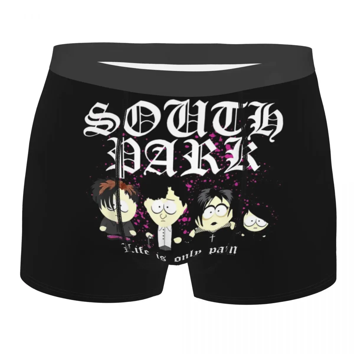 Men's Southpark Goth Kids Life Is Only Pain Boxer Briefs Shorts Panties Soft Underwear Male Funny Underpants