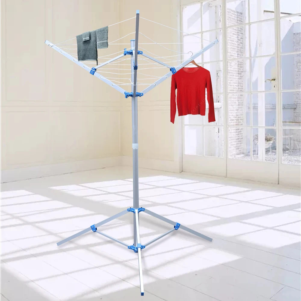 

Modern Portable 3-Arm Folding Umbrella Style Laundry Dryer Outdoor Garden Rotary Clothes Drying Rack Height Adjustable 60 Inch