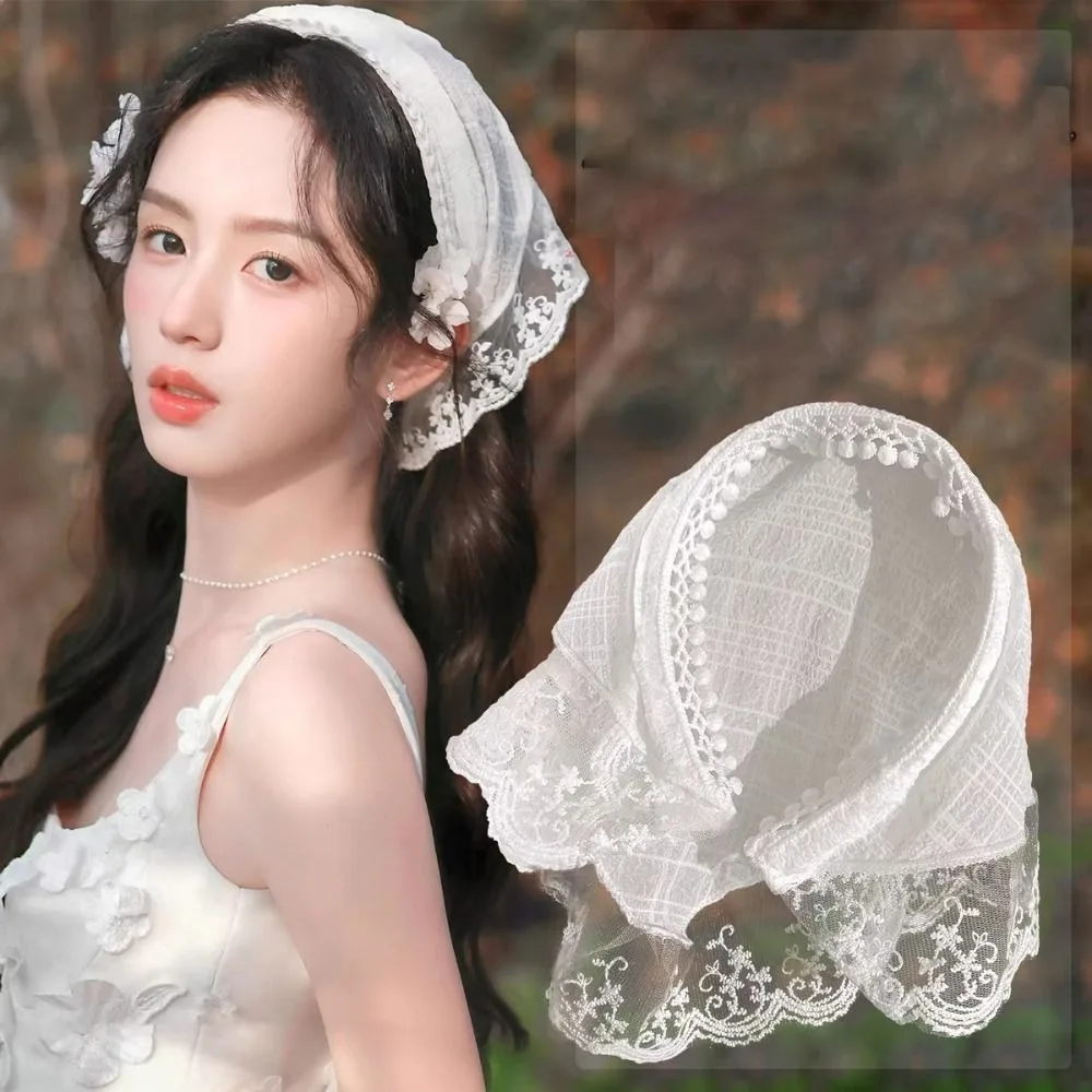 

Sweet Lace Hair Scarf Bowknot Solid Color Hair Bands Seersucker Hair Hoop Girl