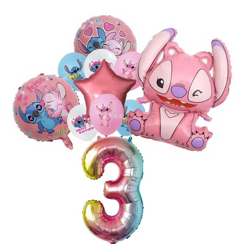 11Pcs Lilo&Stitch Balloons Set Cartoon Foil Balloon Baby Shower Girl Boy Birthday Party Decorations Kids Classic Toys Air Globos