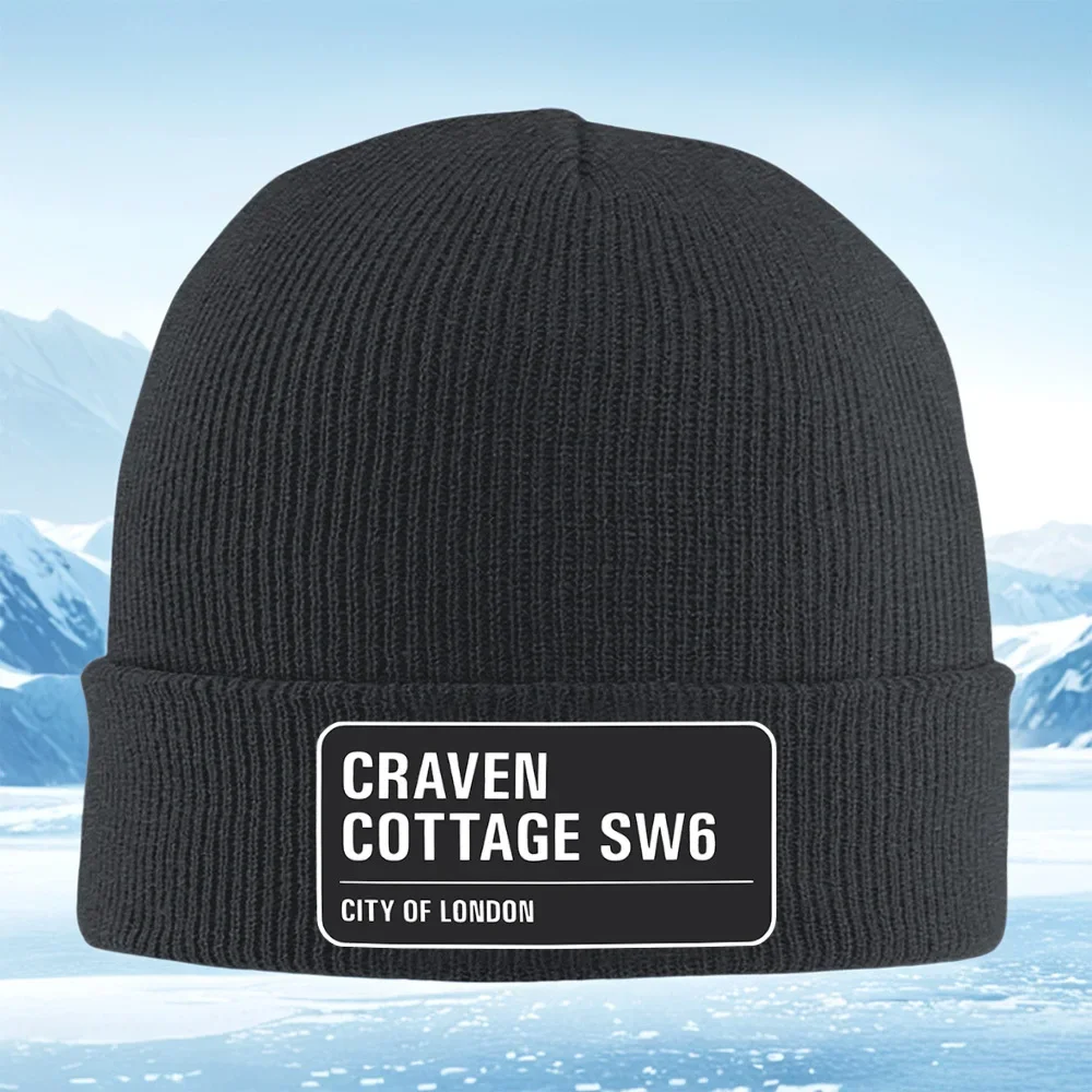 2026 CRAVEN COTTAGE LONDON STREET SIGN Men Women Unisex Knitted Hat Beanie Pullover Cap Winter Thermal Warm Christmas Outdoor Cy