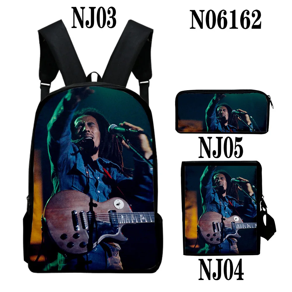 Trendy Popular Peculiar Bob Marley 3D Print 3pcs/Set pupil School Bags Laptop Daypack Backpack Inclined shoulder bag Pencil Case