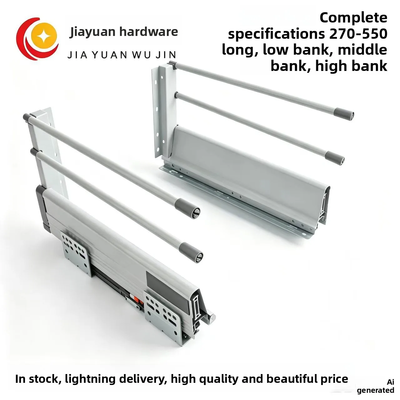 Three-Section Soft Close Drawer Slides Horse-Riding Systems Cold Rolled Steel Cabinet Rails Three-Dimensional Adjustment Mm