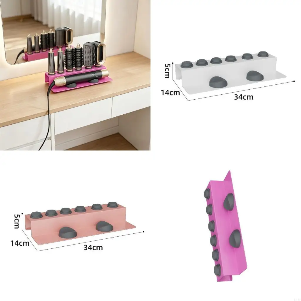 F92F Space Efficient Hair Dryer Shelf 8 Dedicated Storage Zones For Styling Set No Harm Installation
