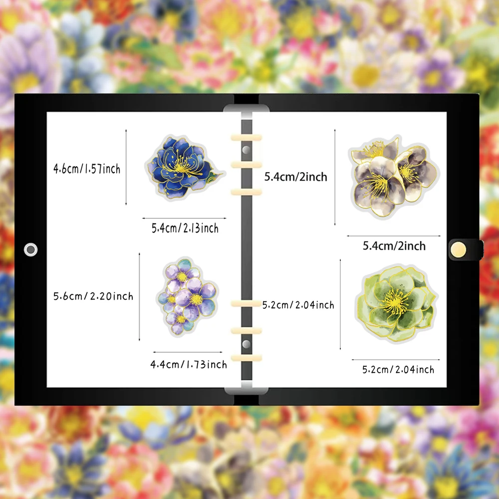 50PCS Creative Elegant Floral Hot Stamped PET Transparent Material Stickers DIY Decorative Phone Case Personalized Stickers