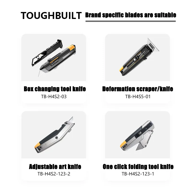 TOUGHBUILT Multifunktionale Universalblätter, Trapez- und Hornblätter, Werkzeugmesser-Zubehör TB-H4S30-80/TB-H4N-5/TB-H4S-5 – Detail 6