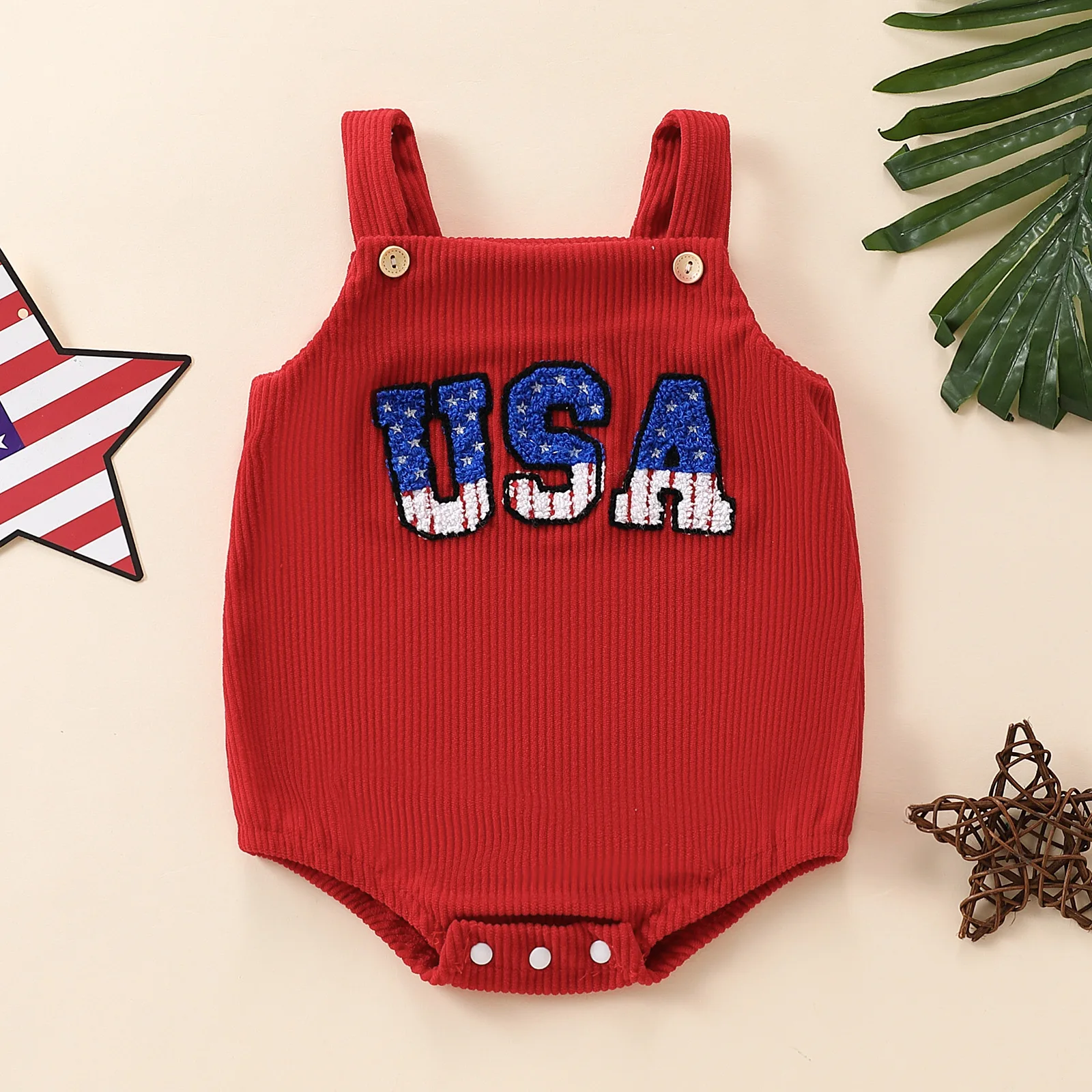 Summer neutral infants and toddlers neutral male and female infants independent corduroy independent day suspenders Romper