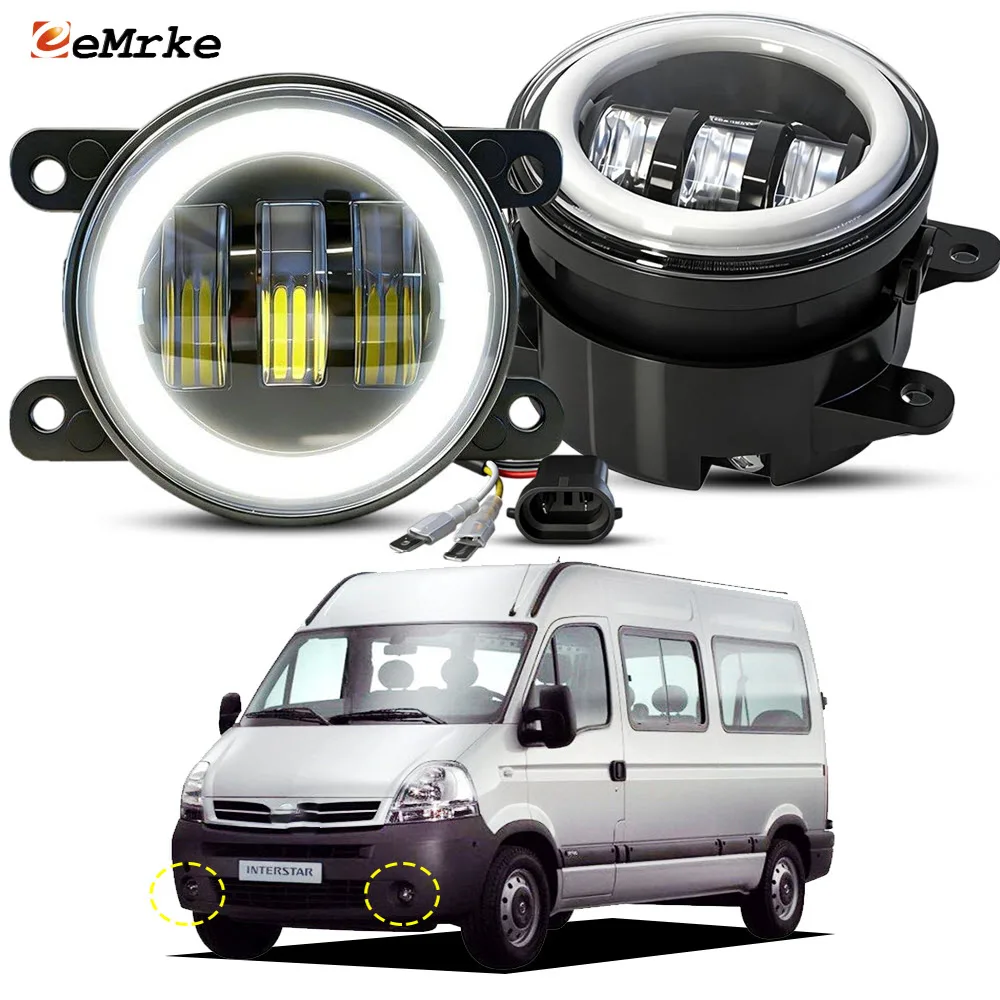 For Nissan Interstar, Renault Master Mascott / Opel Vauxhall Movano 2004-2010 Upgrade Led Fog Lights 2in1 White Yellow DRL Halo
