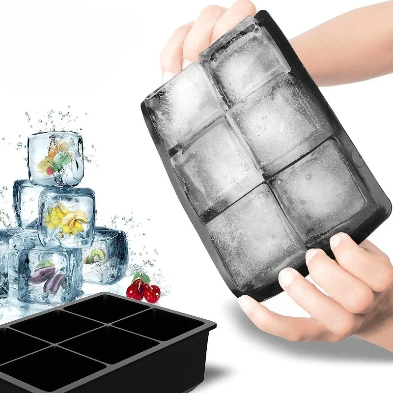 

6 Grid Ice Cube Silicone Mould Chocolate Mould Tray Ice Maker Mold 3D Form Whiskey Hockey DIY Ice Maker Tools