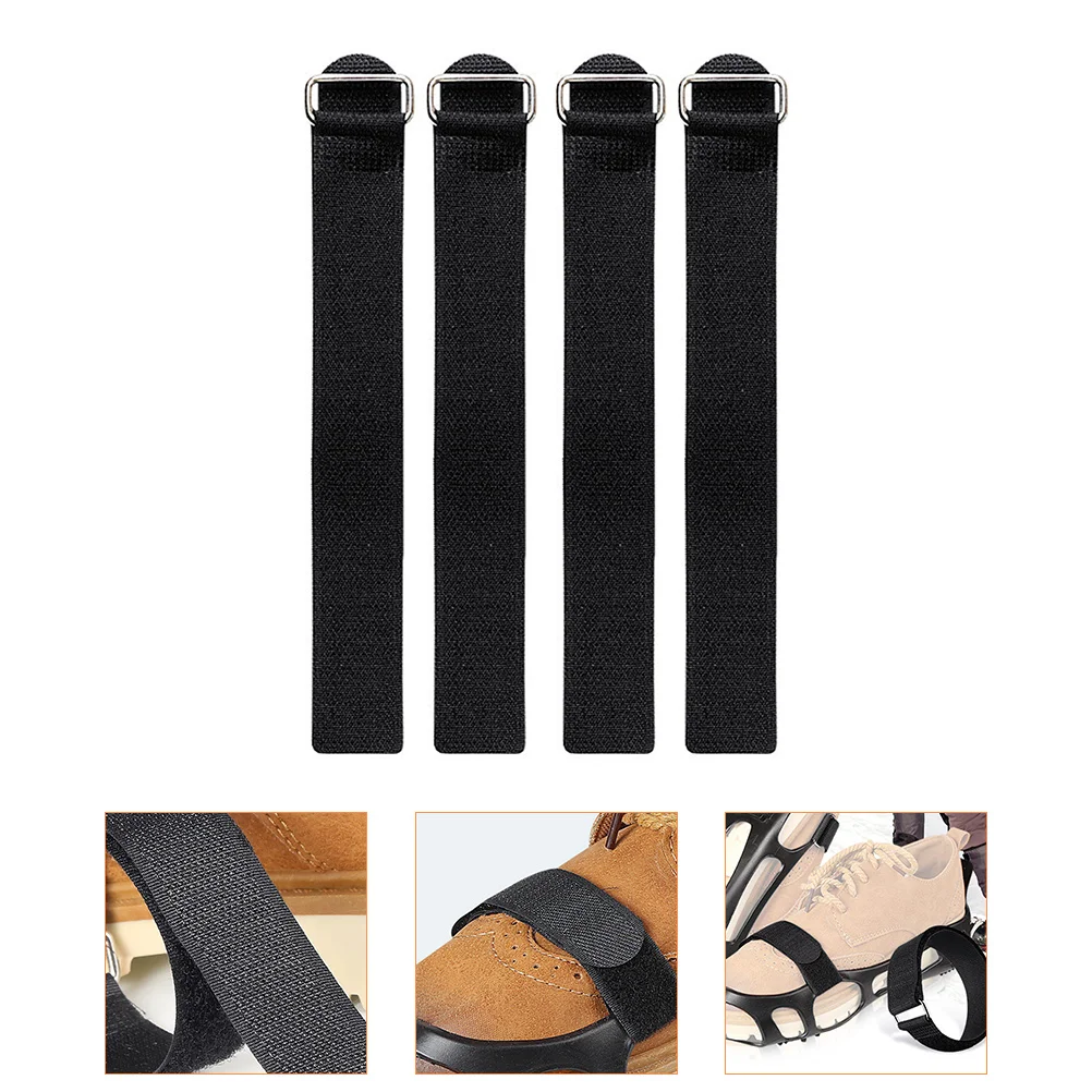 

4pcs Anti-slip Ice Grippers Strap for Hiking Boots Women Snow Straps Crampons Spikes Adjustable Shoe Covers Mountaineering