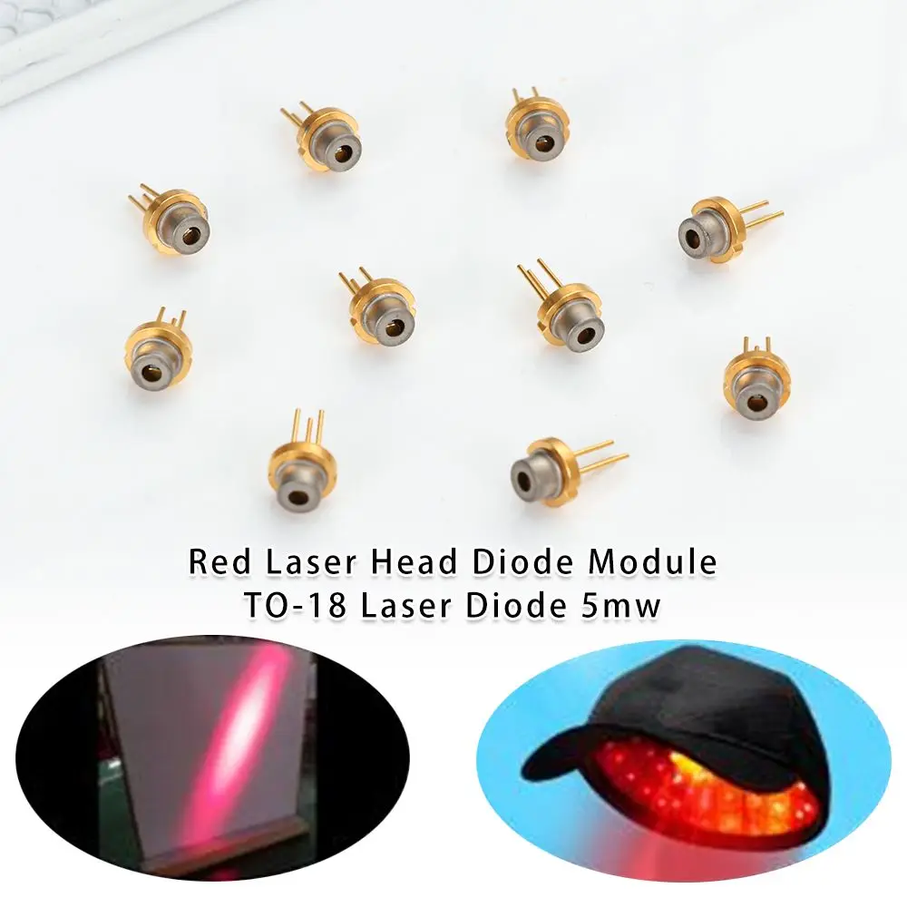 1/2/5/10pcs High Quality High Power 650nm 2.2V 5MW TO-18 Laser Diode Red Laser Head Burning Infrared Diode Module