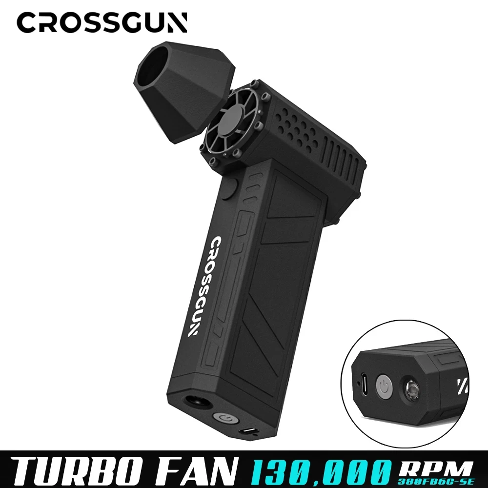 CROSSGUN 130000RPM Air Turbo Fan Turbo Jet Fan & Flashlight Brushless Motor Dust Blower Cordless Dust Remover