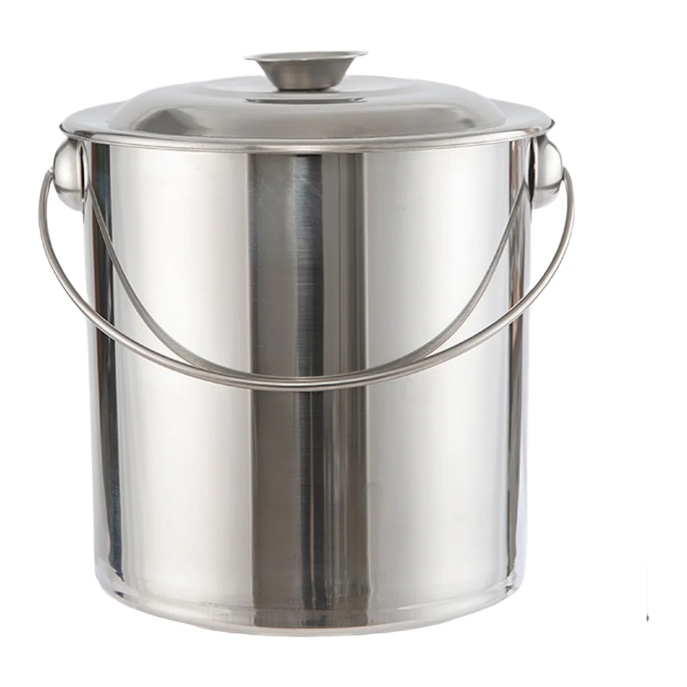 Stainless Steel Pail Bucket with Lid Supporting Functional Use in Outdoor Meal Prep Indoor Storage and Portable Cooking Setups