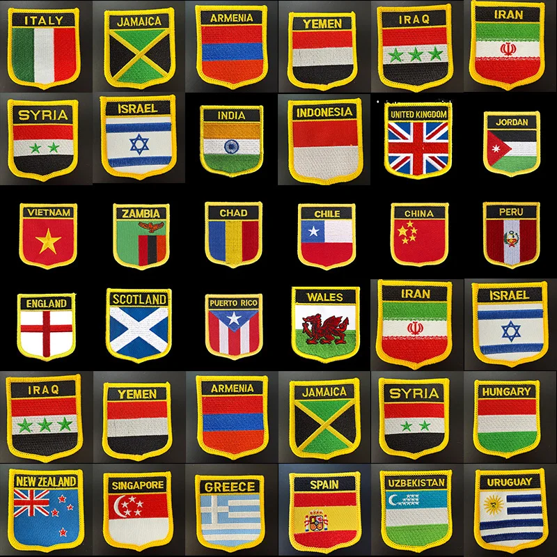 7*6cm Italy Flag Shield Shape Iron on Embroidery Patches Saw on Transfer Patches Sewing Applications for Clothes Back Pack C