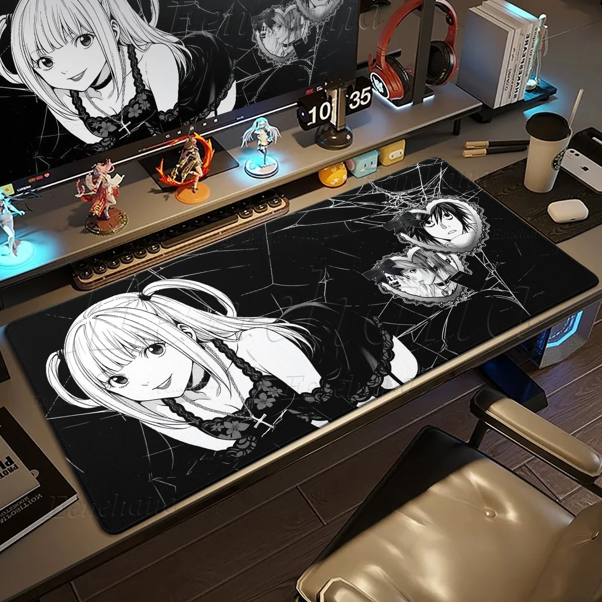 Cartoon Death Note Misa Amane Mousepad Large Gaming Mechanical Keyboard Mat HD Rubber Anti-Slip Locking Edge Washable Table Pad