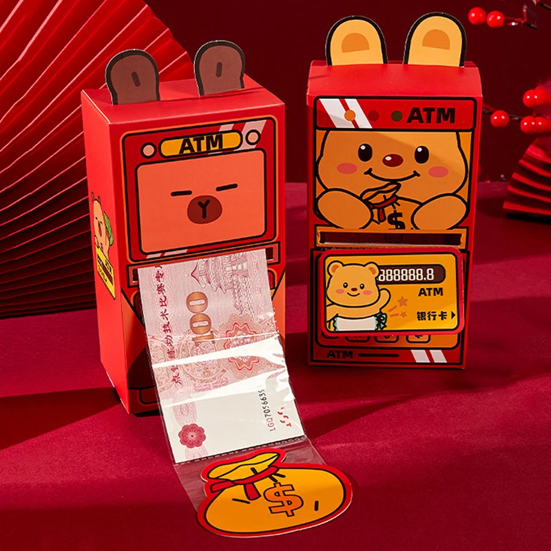 Creative Chinese New Year Red Envelopes ATM Red Packet Year of the Snake Hong Bao Pull Out Spring Festival Lucky Money Pockets