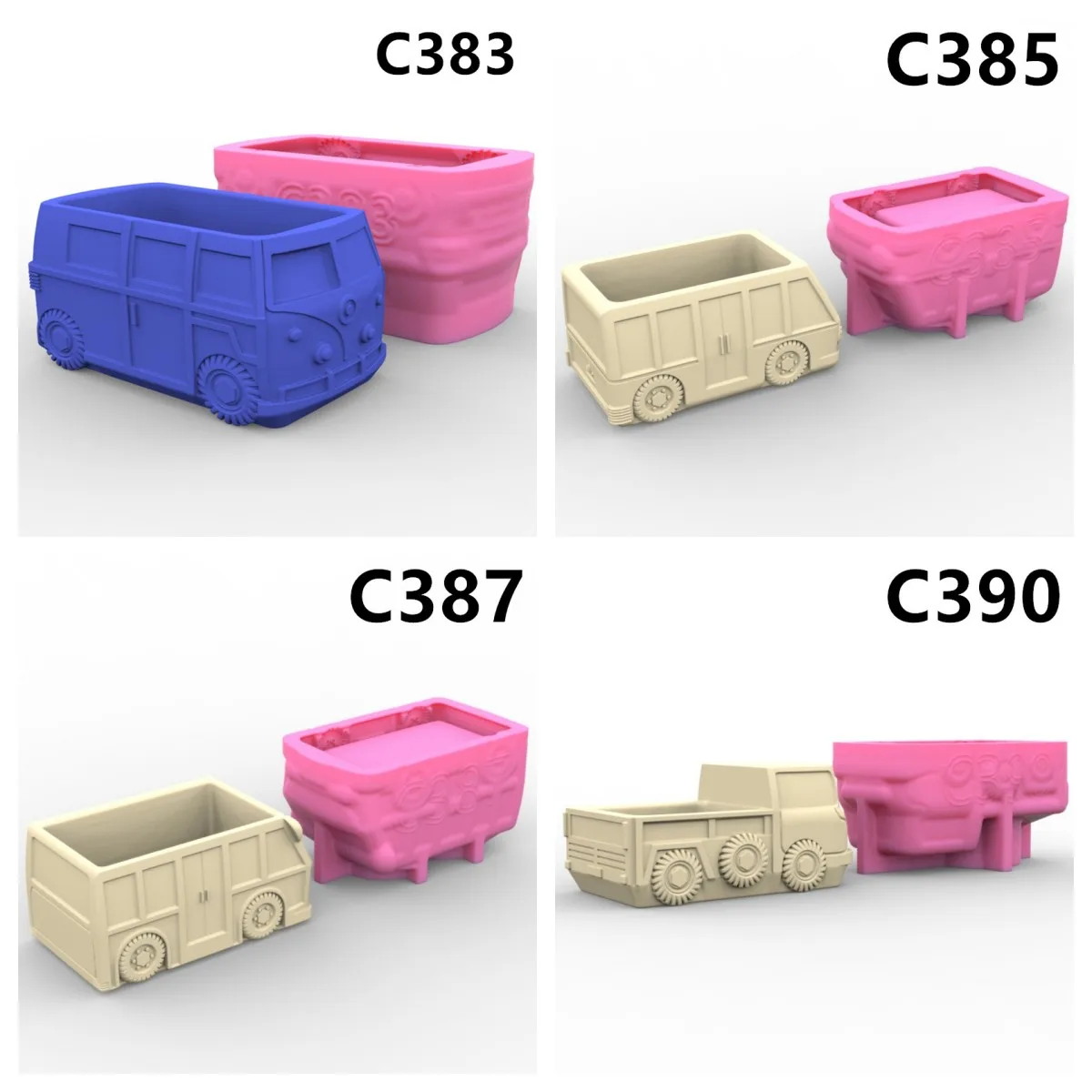 

4 Big Retro Car Truck Silicone Mold Scented Stone Ornaments Homemade Ashtray Flower Pot Pen Holder Handicraft Gift Homemade