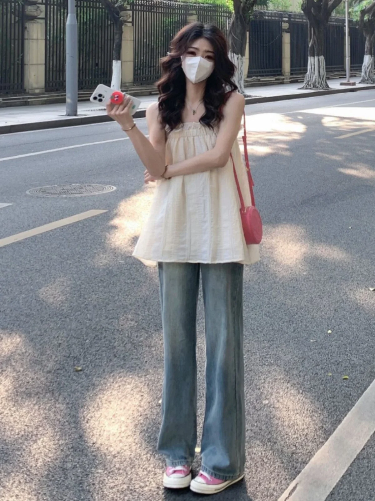 ارتفاع الخصر مستقيم الساق الجينز المرأة فضفاضة تناسب التخسيس حجم كبير خمر واسعة الساق الطابق طول السراويل الخريف وصول جديد