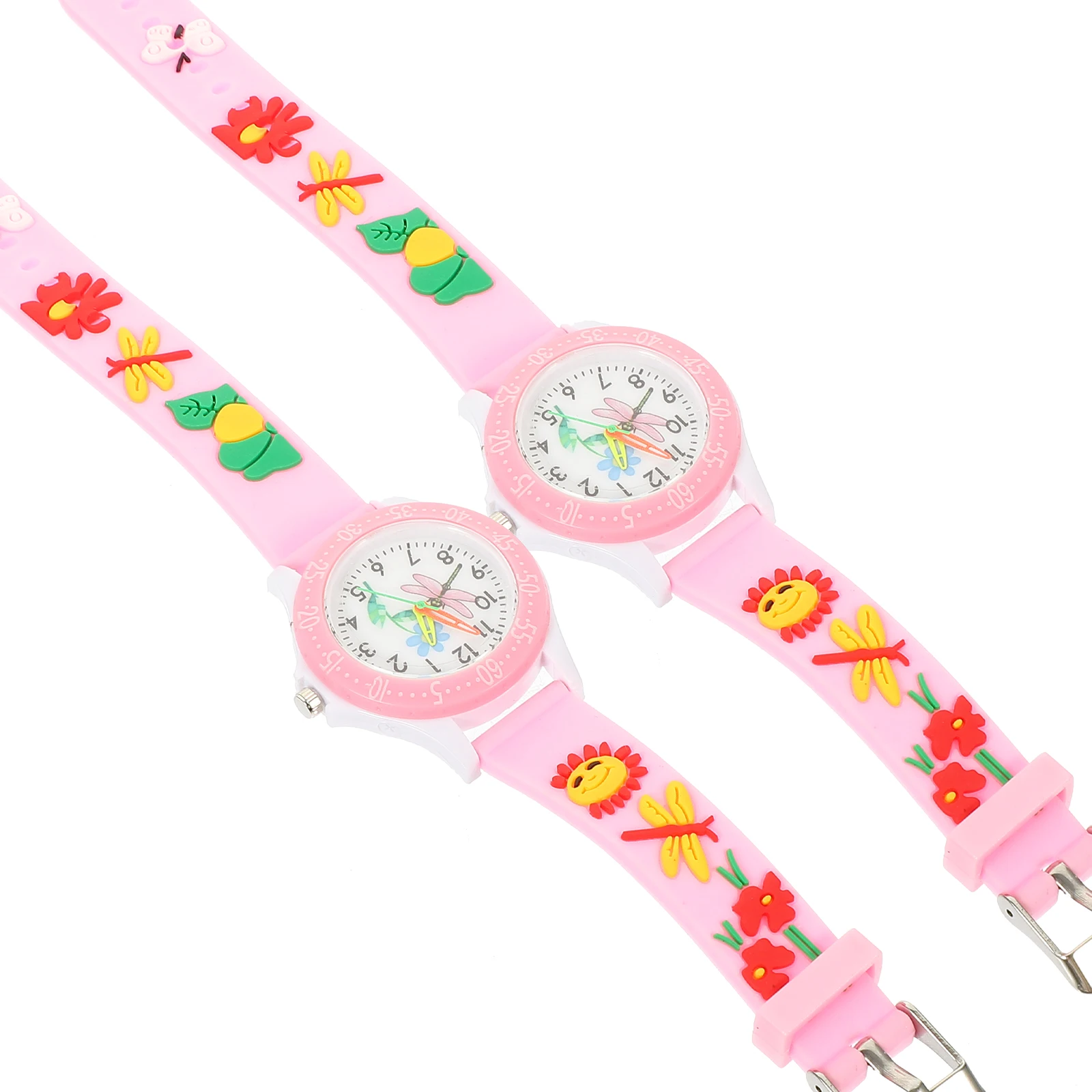 

2Pcs 3D Kids Wrist Watch Creative Cartoon Printed Dragonfly Style Lovely Children Watches Durable Accurate Time Birthday Gift