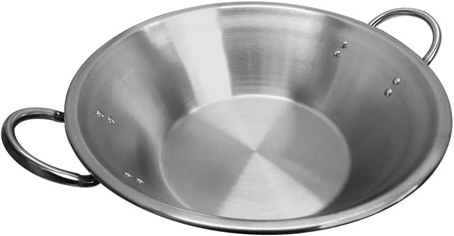 

22'' x 7-1/2'' x 13'' Flat Surface Pot Pan Outdoors Cooking Wok Stainless Steel