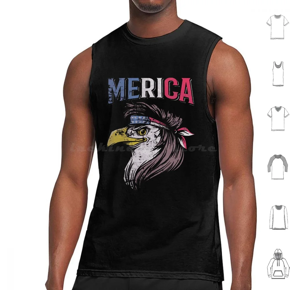 Mullet Eagle American Flag Usa Redneck Bird 4Th Of July Tank Tops Print Cotton Mullet Eagle American Flag Usa