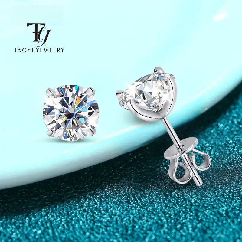 

TY Each 0.2-2CT GRA Certified Moissanite Stud Earrings For Women 4 Claw Sparkling Wedding Party Jewelry Sterling Sier S925