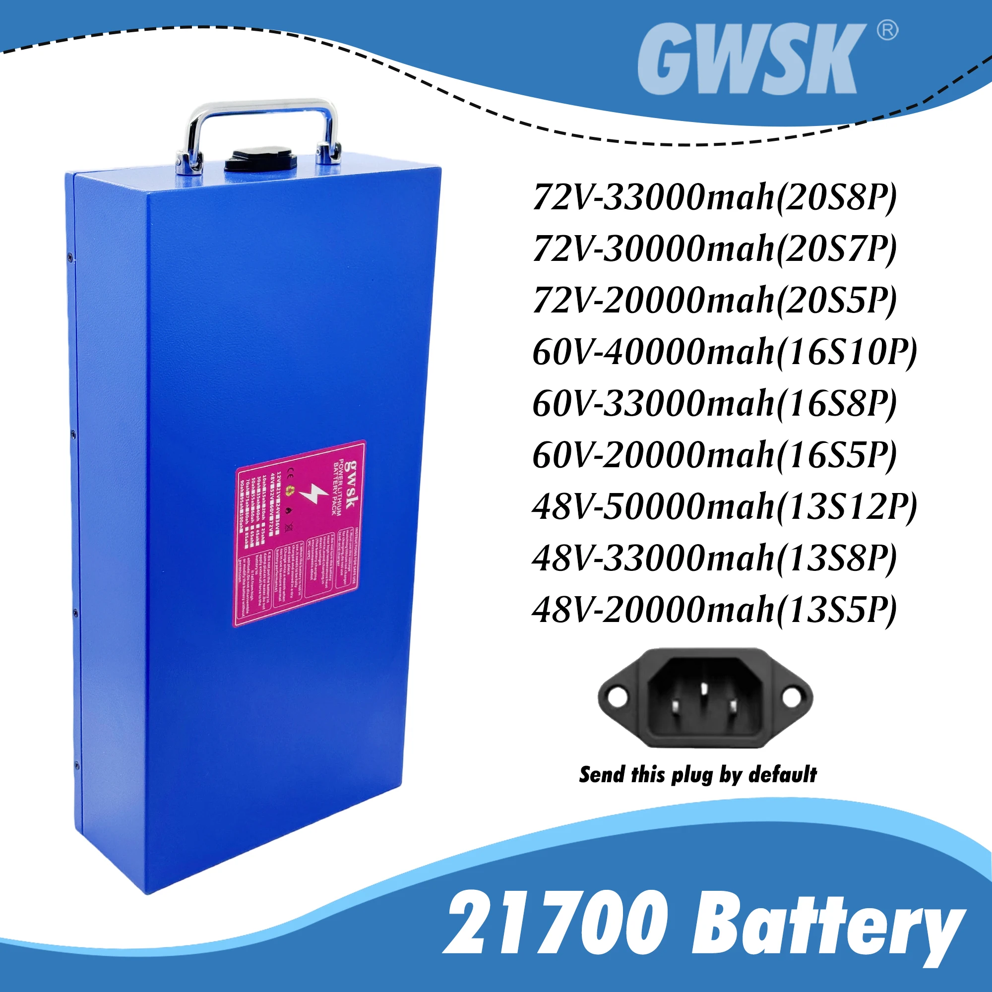 

Air transportation, 72V/60V/48V/brand new 21700 lithium-ion battery with full capacity, suitable for motors below 3000W