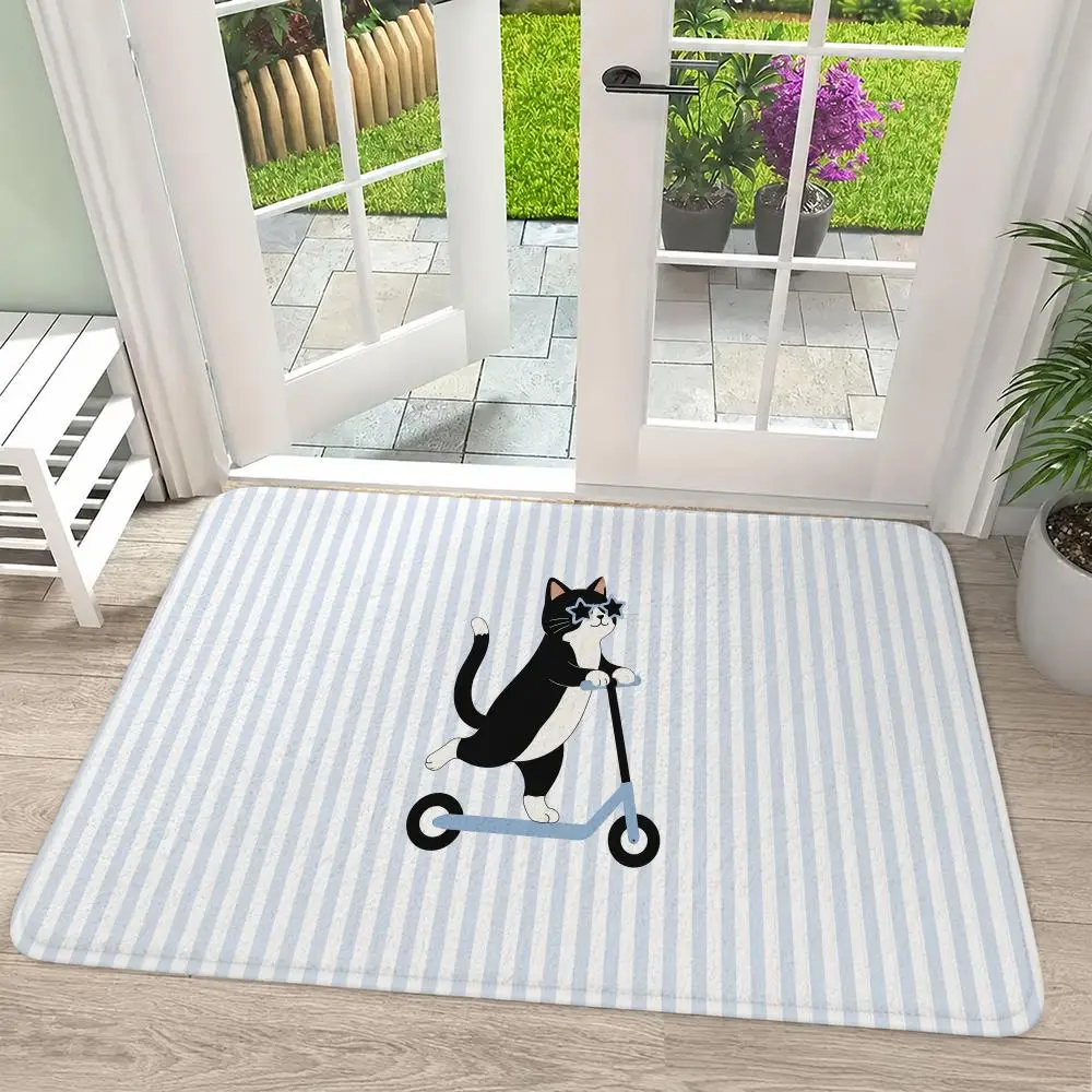 Fun Animals Driving Cars Floor Mat Flannel Rug Soft Non Slip Washable Door Mat For Bathroom Bedroom Kitchen Home Decor