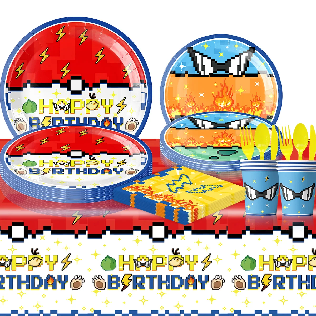 MINISO Pokemon Theme Atmosphere arrangement Scene decoration Party disposable Tableware Paper Plates Decorative Party Supplies