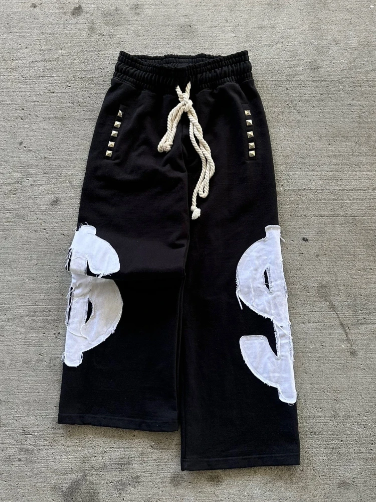 

Straight leg pants, casual high street hip-hop shorts, punk gothic clothing, retro new style, willow nail rope pants