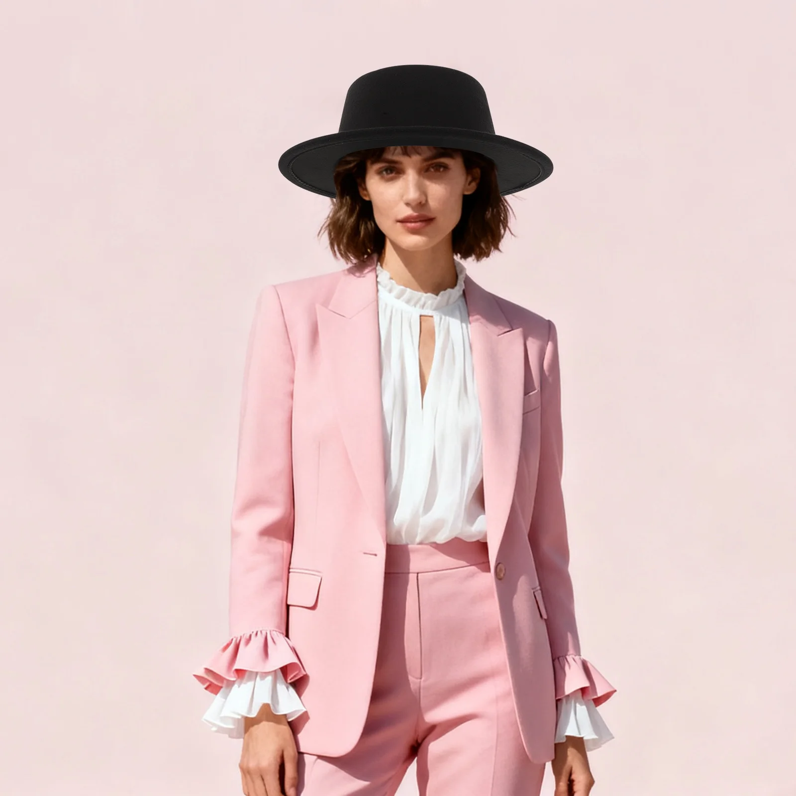 

Retro Flat Top Hat Soft Wool Wide Brim Fedora For Men Women Vintage Driver Cap Beret Casual Dress Up Jazz Hat Wedding