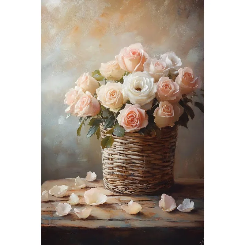 Daisies in A Golden Vase Tulip Bouquet Lilies Wildflower Poster Canvas Painting Print Retro Wall Art for Living Room Home Dec