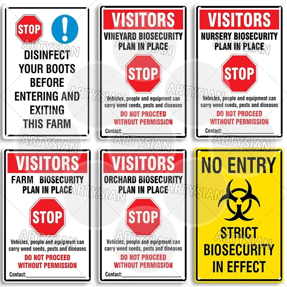 Biosecurity Sign Nursery Vineyard Orchard Agricultural Farm Horticulture Visitor Notice Plaque Restricted Area Pest Control